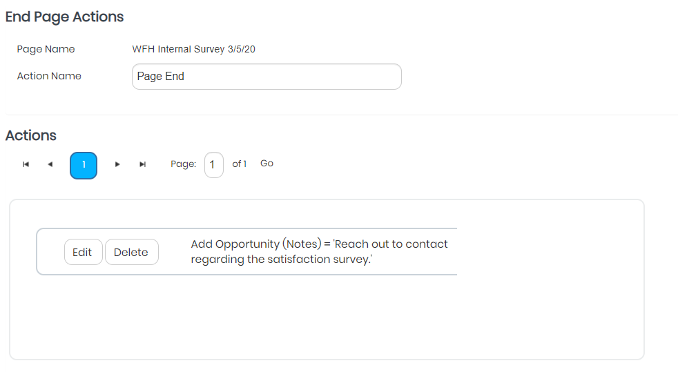How can I edit End Step Actions in Act! Marketing Automation landing pages?