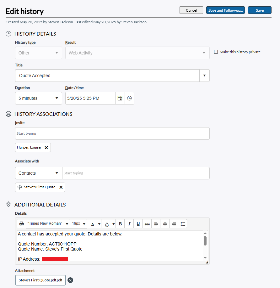 How to Send a Quote to your Contact and have them Accepted whilst using ...