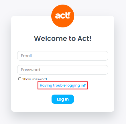 How do I Reset my Act! Cloud Password?