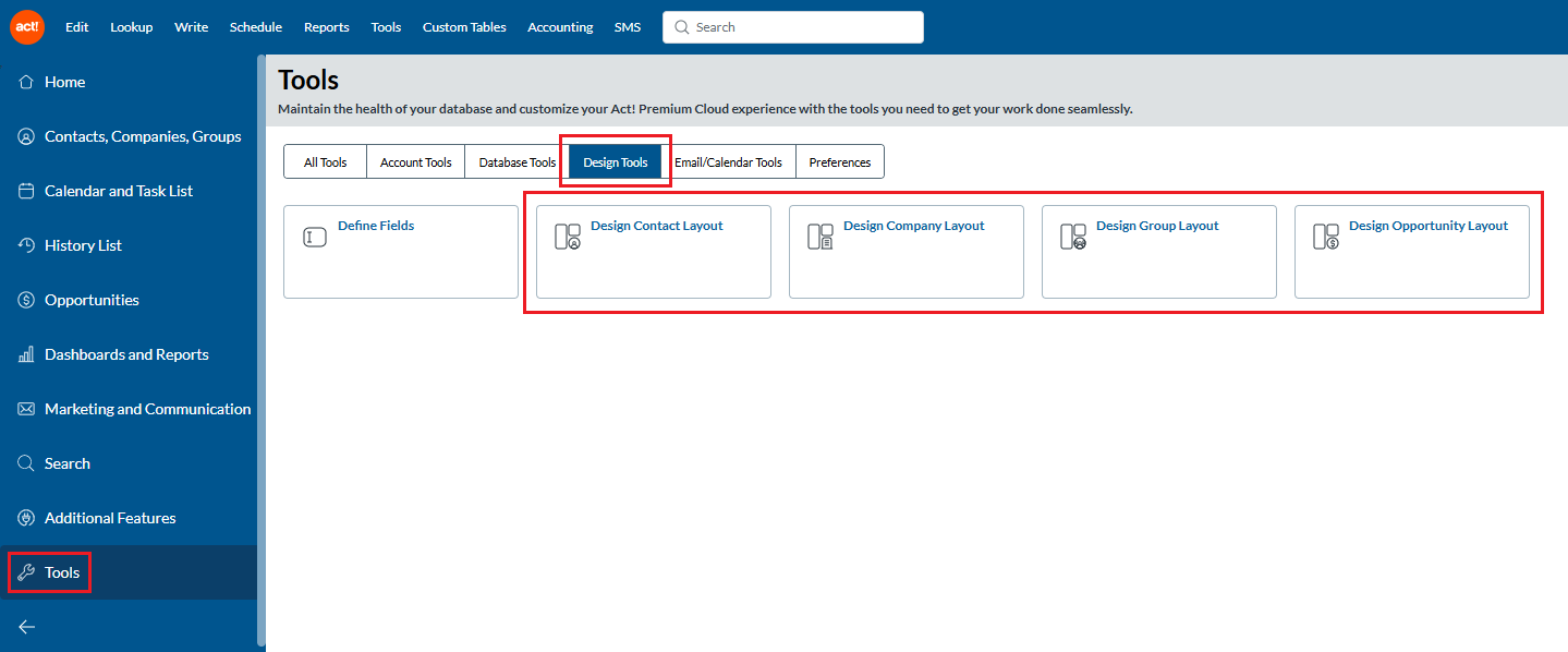 How do I Change my Layout in Act! Cloud?