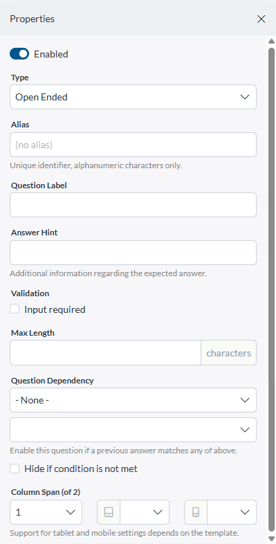 Question Types Available for the Web Lead Forms Feature in Act! Advantage